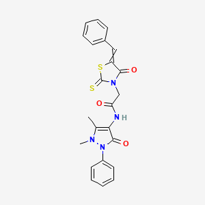 2-(5-benzylidene-4-oxo-2-sulfanylidene-1,3-thiazolidin-3-yl)-N-(1,5-dimethyl-3-oxo-2-phenylpyrazol-4-yl)acetamide