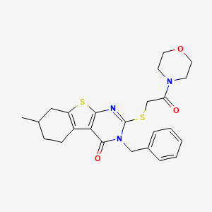 molecular formula C24H27N3O3S2 B10803162 3-benzyl-7-methyl-2-{[2-(morpholin-4-yl)-2-oxoethyl]sulfanyl}-5,6,7,8-tetrahydro[1]benzothieno[2,3-d]pyrimidin-4(3H)-one 