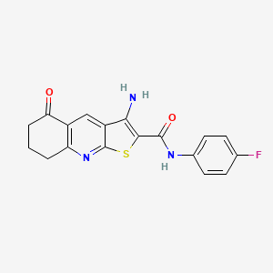 molecular formula C18H14FN3O2S B10803178 3-amino-N-(4-fluorophenyl)-5-oxo-5,6,7,8-tetrahydrothieno[2,3-b]quinoline-2-carboxamide 