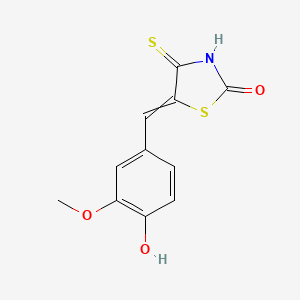 molecular formula C11H9NO3S2 B10803186 5-[(4-Hydroxy-3-methoxyphenyl)methylidene]-4-sulfanylidene-1,3-thiazolidin-2-one 