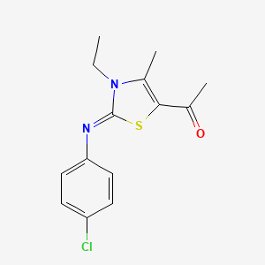 1-[2-(4-Chlorophenyl)imino-3-ethyl-4-methyl-1,3-thiazol-5-yl]ethanone