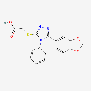 molecular formula C17H13N3O4S B10803310 {[5-(1,3-benzodioxol-5-yl)-4-phenyl-4H-1,2,4-triazol-3-yl]sulfanyl}acetic acid 