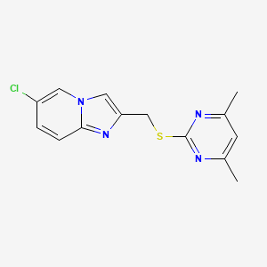 molecular formula C14H13ClN4S B10803334 6-Chloro-2-(4,6-dimethyl-pyrimidin-2-ylsulfanylmethyl)-imidazo[1,2-a]pyridine 