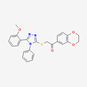 1-(2,3-Dihydro-1,4-benzodioxin-6-yl)-2-[[5-(2-methoxyphenyl)-4-phenyl-1,2,4-triazol-3-yl]sulfanyl]ethanone