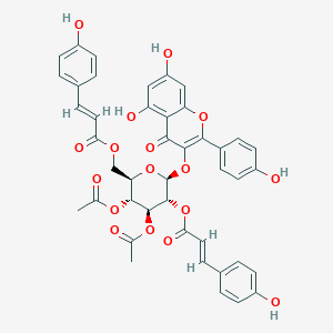 B108034 [(2R,3R,4S,5R,6S)-3,4-Diacetyloxy-6-[5,7-dihydroxy-2-(4-hydroxyphenyl)-4-oxochromen-3-yl]oxy-5-[(E)-3-(4-hydroxyphenyl)prop-2-enoyl]oxyoxan-2-yl]methyl (E)-3-(4-hydroxyphenyl)prop-2-enoate CAS No. 137018-33-8