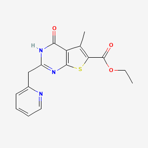 ethyl 5-methyl-4-oxo-2-(pyridin-2-ylmethyl)-3H,4H-thieno[2,3-d]pyrimidine-6-carboxylate