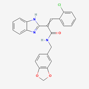 2-(1H-benzimidazol-2-yl)-N-(1,3-benzodioxol-5-ylmethyl)-3-(2-chlorophenyl)prop-2-enamide