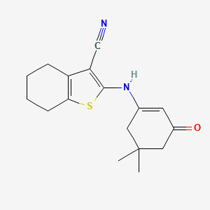 molecular formula C17H20N2OS B10803477 2-[(5,5-Dimethyl-3-oxocyclohexen-1-yl)amino]-4,5,6,7-tetrahydrobenzo[b]thiophene-3-carbonitrile 