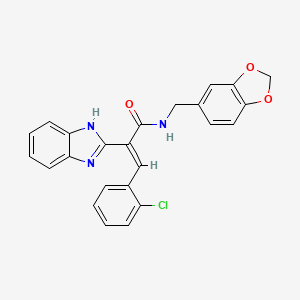 (E)-N-(Benzo[d][1,3]dioxol-5-ylmethyl)-2-(1H-benzo[d]imidazol-2-yl)-3-(2-chlorophenyl)acrylamide