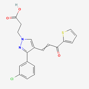 3-[3-(3-Chlorophenyl)-4-(3-oxo-3-thiophen-2-ylprop-1-enyl)pyrazol-1-yl]propanoic acid