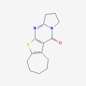 molecular formula C14H16N2OS B10803551 1,2,3,6,7,8,9,10-Octahydro-11H-cyclohepta[4,5]thieno[2,3-d]pyrrolo[1,2-a]pyrimidin-11-one 