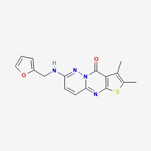 molecular formula C16H14N4O2S B10803577 7-(2-Furanylmethylamino)-2,3-dimethyl-4-thieno[1,2]pyrimido[4,5-b]pyridazinone 