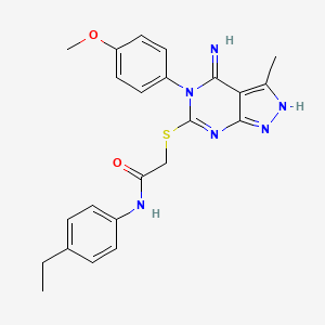 molecular formula C23H24N6O2S B10803606 N-(4-ethylphenyl)-2-[[4-imino-5-(4-methoxyphenyl)-3-methyl-2H-pyrazolo[3,4-d]pyrimidin-6-yl]sulfanyl]acetamide 