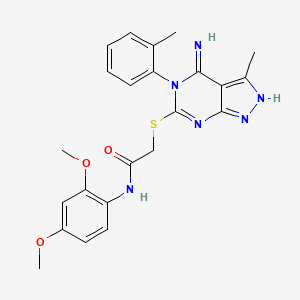 molecular formula C23H24N6O3S B10803624 N-(2,4-Dimethoxyphenyl)-2-{[4-imino-3-methyl-5-(2-methylphenyl)-1H,4H,5H-pyrazolo[3,4-D]pyrimidin-6-YL]sulfanyl}acetamide 