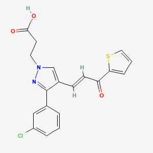 3-[3-(3-chlorophenyl)-4-[(E)-3-oxo-3-thiophen-2-ylprop-1-enyl]pyrazol-1-yl]propanoic acid