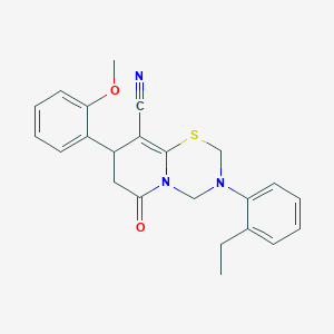 molecular formula C23H23N3O2S B10803674 3-(2-ethylphenyl)-8-(2-methoxyphenyl)-6-oxo-3,4,7,8-tetrahydro-2H,6H-pyrido[2,1-b][1,3,5]thiadiazine-9-carbonitrile 