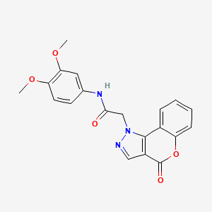 molecular formula C20H17N3O5 B10803700 N-(3,4-Dimethoxyphenyl)-2-{4-oxo-1H,4H-chromeno[4,3-C]pyrazol-1-YL}acetamide 