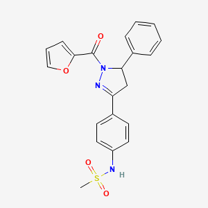 molecular formula C21H19N3O4S B10803753 N-(4-(1-(furan-2-carbonyl)-5-phenyl-4,5-dihydro-1H-pyrazol-3-yl)phenyl)methanesulfonamide 