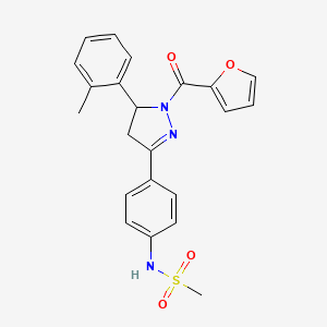 molecular formula C22H21N3O4S B10803763 N-[4-[2-(furan-2-carbonyl)-3-(2-methylphenyl)-3,4-dihydropyrazol-5-yl]phenyl]methanesulfonamide 