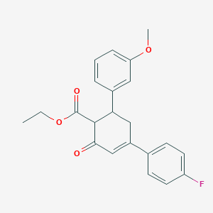 molecular formula C22H21FO4 B10803775 Ethyl 4-(4-fluorophenyl)-6-(3-methoxyphenyl)-2-oxocyclohex-3-ene-1-carboxylate 