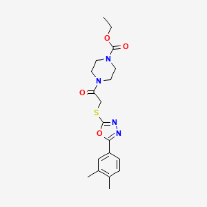 molecular formula C19H24N4O4S B10803788 Ethyl 4-(2-{[5-(3,4-dimethylphenyl)-1,3,4-oxadiazol-2-YL]sulfanyl}acetyl)piperazine-1-carboxylate 