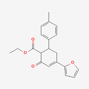 molecular formula C20H20O4 B10803792 Ethyl 4-(furan-2-yl)-6-(4-methylphenyl)-2-oxocyclohex-3-ene-1-carboxylate 