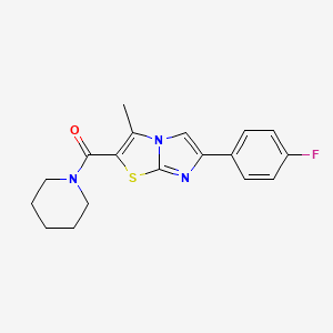 molecular formula C18H18FN3OS B10803797 (6-(4-Fluorophenyl)-3-methylimidazo[2,1-b]thiazol-2-yl)(piperidin-1-yl)methanone 