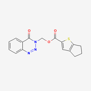 molecular formula C16H13N3O3S B10803827 (4-oxo-1,2,3-benzotriazin-3-yl)methyl 5,6-dihydro-4H-cyclopenta[b]thiophene-2-carboxylate 