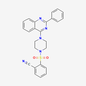 molecular formula C25H21N5O2S B10803866 2-[4-(2-Phenylquinazolin-4-yl)piperazin-1-yl]sulfonylbenzonitrile 