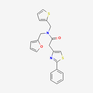 N-(furan-2-ylmethyl)-2-(2-phenyl-1,3-thiazol-4-yl)-N-(thiophen-2-ylmethyl)acetamide