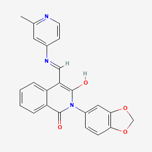 molecular formula C23H17N3O4 B10803890 (4E)-2-(1,3-benzodioxol-5-yl)-4-[[(2-methylpyridin-4-yl)amino]methylidene]isoquinoline-1,3-dione 