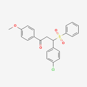 molecular formula C22H19ClO4S B10803904 3-(4-Chlorophenyl)-1-(4-methoxyphenyl)-3-(phenylsulfonyl)propan-1-one 