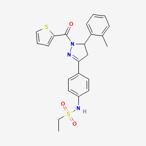 molecular formula C23H23N3O3S2 B10803979 N-[4-[3-(2-methylphenyl)-2-(thiophene-2-carbonyl)-3,4-dihydropyrazol-5-yl]phenyl]ethanesulfonamide 