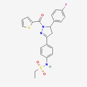 N-[4-[3-(4-fluorophenyl)-2-(thiophene-2-carbonyl)-3,4-dihydropyrazol-5-yl]phenyl]ethanesulfonamide