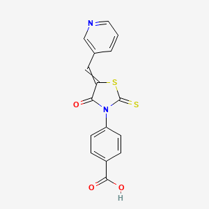 4-[4-Oxo-5-(pyridin-3-ylmethylidene)-2-sulfanylidene-1,3-thiazolidin-3-yl]benzoic acid