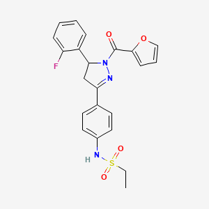 N-[4-[3-(2-fluorophenyl)-2-(furan-2-carbonyl)-3,4-dihydropyrazol-5-yl]phenyl]ethanesulfonamide