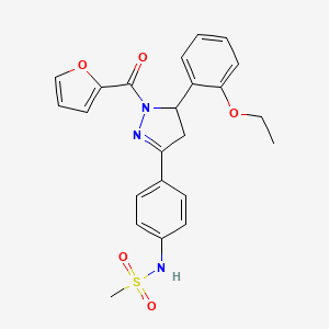 molecular formula C23H23N3O5S B10804018 N-[4-[3-(2-ethoxyphenyl)-2-(furan-2-carbonyl)-3,4-dihydropyrazol-5-yl]phenyl]methanesulfonamide 