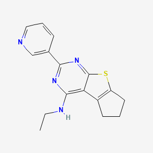 molecular formula C16H16N4S B10804061 N-ethyl-10-pyridin-3-yl-7-thia-9,11-diazatricyclo[6.4.0.02,6]dodeca-1(12),2(6),8,10-tetraen-12-amine 