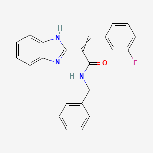 molecular formula C23H18FN3O B10804106 2-(1H-benzimidazol-2-yl)-N-benzyl-3-(3-fluorophenyl)prop-2-enamide 