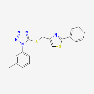 molecular formula C18H15N5S2 B10804132 2-Phenyl-4-(((1-(m-tolyl)-1H-tetrazol-5-yl)thio)methyl)thiazole 