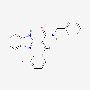 molecular formula C23H18FN3O B10804215 (E)-2-(1H-Benzo[d]imidazol-2-yl)-N-benzyl-3-(3-fluorophenyl)acrylamide 