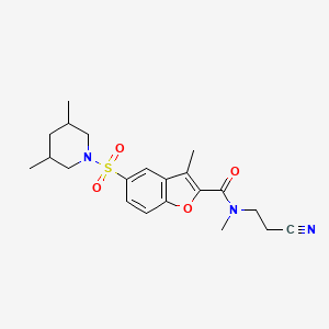 N-(2-cyanoethyl)-5-(3,5-dimethylpiperidin-1-yl)sulfonyl-N,3-dimethyl-1-benzofuran-2-carboxamide