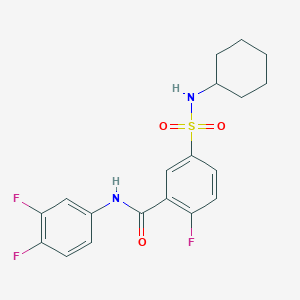 molecular formula C19H19F3N2O3S B10804244 5-(cyclohexylsulfamoyl)-N-(3,4-difluorophenyl)-2-fluorobenzamide 