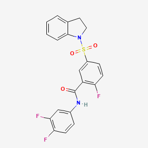 N-(3,4-difluorophenyl)-5-(2,3-dihydroindol-1-ylsulfonyl)-2-fluorobenzamide