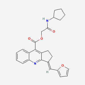 [2-(cyclopentylamino)-2-oxoethyl] (3E)-3-(furan-2-ylmethylidene)-1,2-dihydrocyclopenta[b]quinoline-9-carboxylate