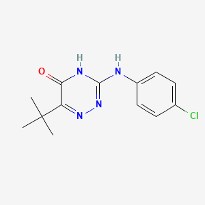 molecular formula C13H15ClN4O B10804278 6-Tert-butyl-3-[(4-chlorophenyl)amino]-1,2,4-triazin-5-ol 