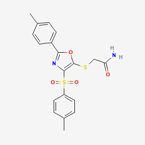 molecular formula C19H18N2O4S2 B10804301 2-{[4-(4-Methylbenzenesulfonyl)-2-(4-methylphenyl)-1,3-oxazol-5-YL]sulfanyl}acetamide 