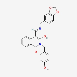 4-(1,3-Benzodioxol-5-ylmethyliminomethyl)-3-hydroxy-2-[(4-methoxyphenyl)methyl]isoquinolin-1-one