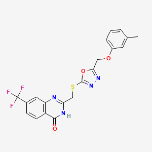 2-[[5-[(3-methylphenoxy)methyl]-1,3,4-oxadiazol-2-yl]sulfanylmethyl]-7-(trifluoromethyl)-1H-quinazolin-4-one