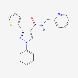 1-phenyl-N-(pyridin-2-ylmethyl)-3-thiophen-2-ylpyrazole-4-carboxamide